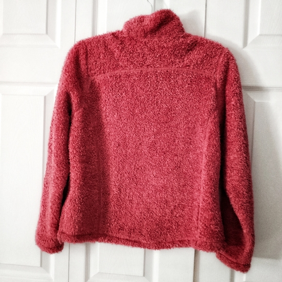 L. L. Bean Orange Red Sherpa Zipper Cozy Sweater M - Picture 2 of 7
